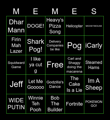 Meme Machine Bingo Card
