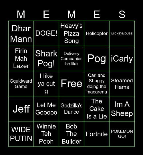 Meme Machine Bingo Card
