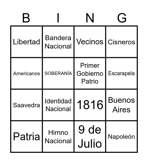 BINGO PATRIO Bingo Card
