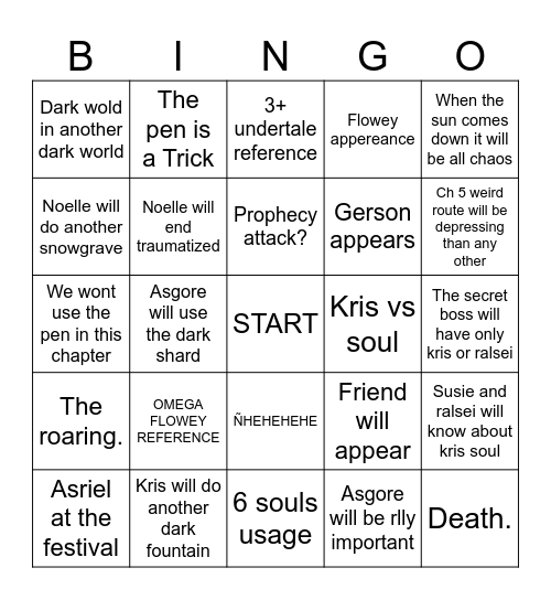 DELTARUNE BINGO Card