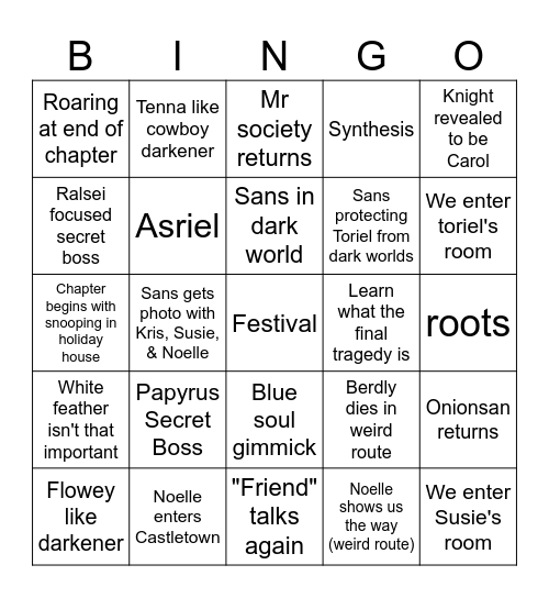 DELTARUNE CHAPTER 5 Bingo Card