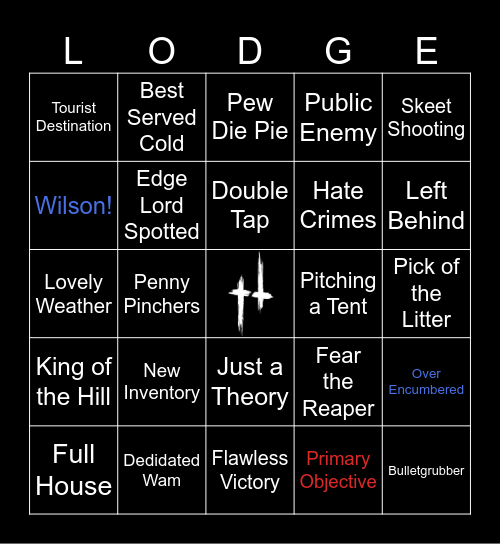Lodge Bingo (Standard) Bingo Card