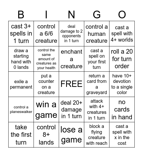 Willow's magic birthday bingo Card