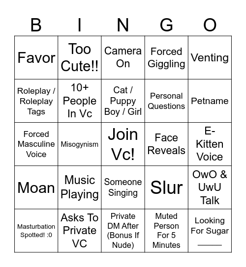 E-Kitten Bingo Card