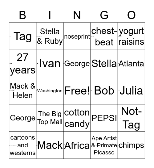 The One and Only Ivan BINGO Card