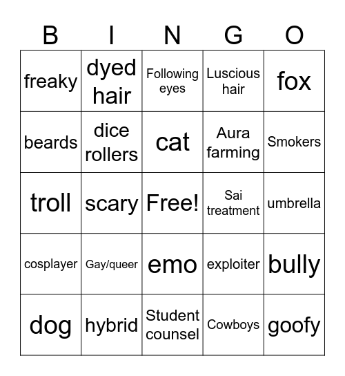 Sensin Bingo Card