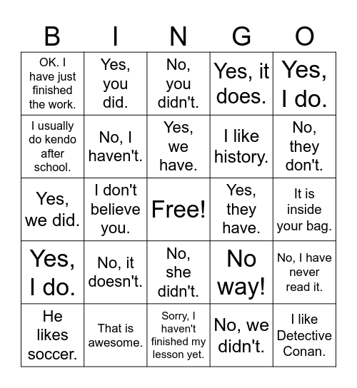 Please Come Here?!! Bingo Card
