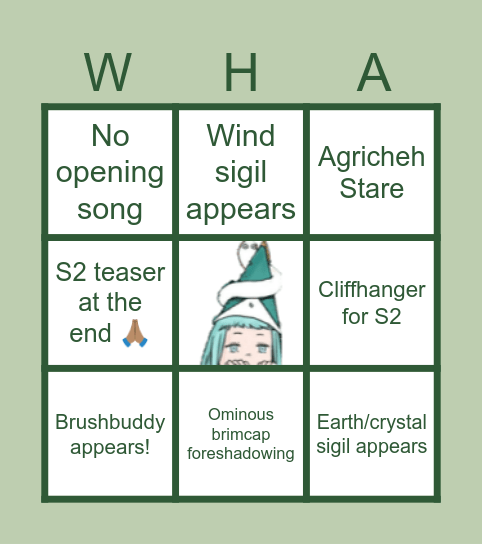 WHA EPISODE 13 BINGO Card