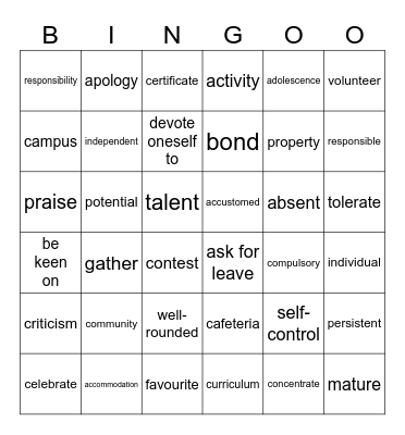 第一组 Bingo Card