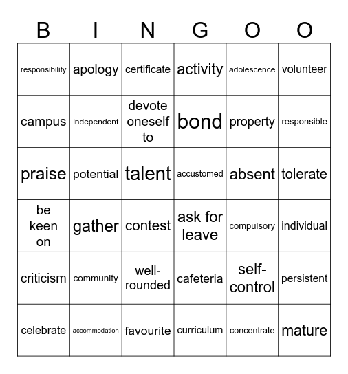 第一组 Bingo Card