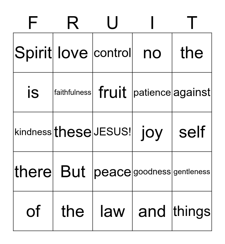 Galatians 5:22 - 23 Bingo Card