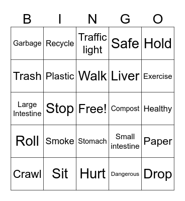 Health Education Bingo Card