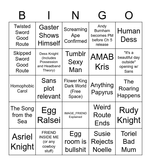 BINGORUNE Bingo Card