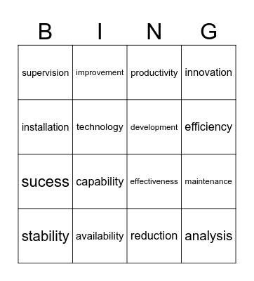 Bingo Nominalization Bingo Card
