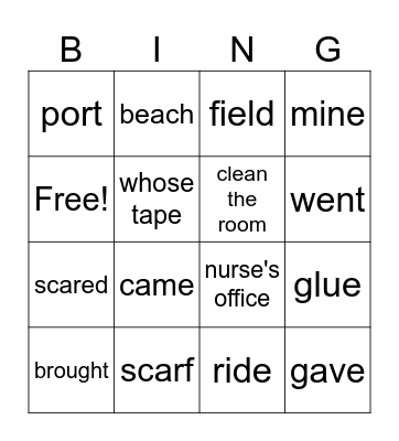 B6 Final Bingo Card
