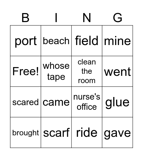 B6 Final Bingo Card