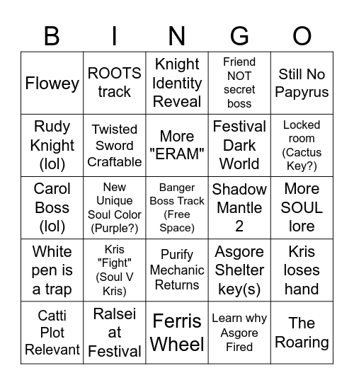 DELTARUNE Ch5 BINGO Card