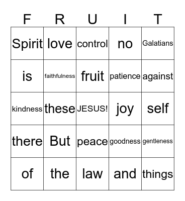 Galatians 5:22 - 23 Bingo Card