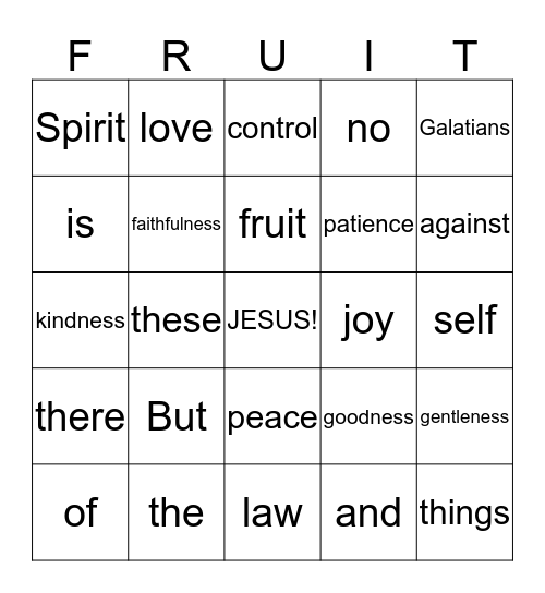 Galatians 5:22 - 23 Bingo Card