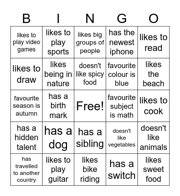 Human BINGO Card