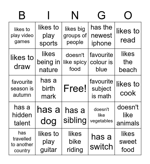 Human BINGO Card