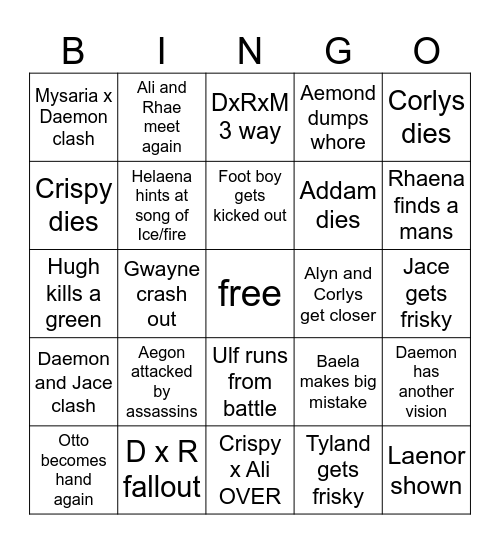 HOTD Bingo Card