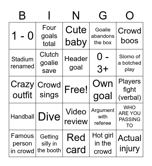 FIFA World Cup 2026 Bingo Card