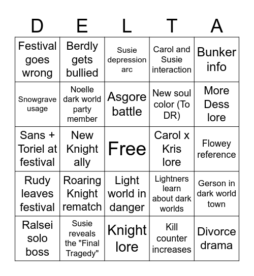 DELTARUNE CH5 Bingo Card