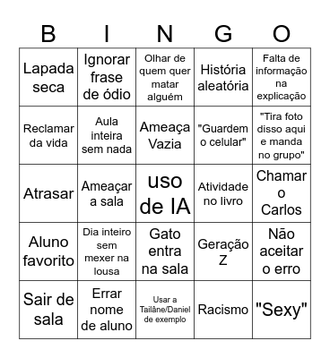 Bingo do Andrey Bingo Card