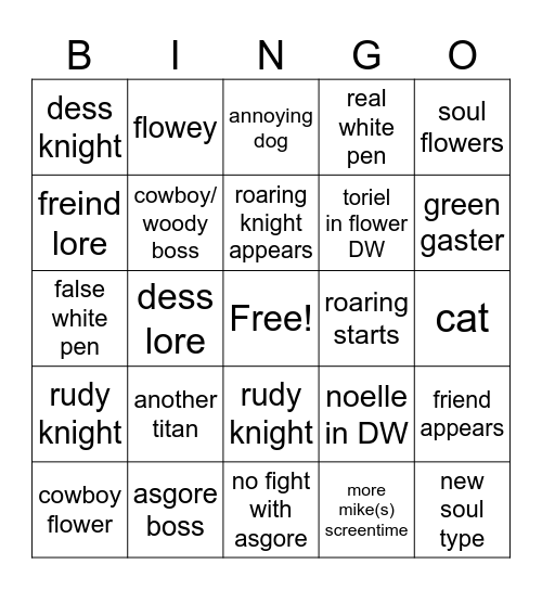 deltarune chapta 5 Bingo Card