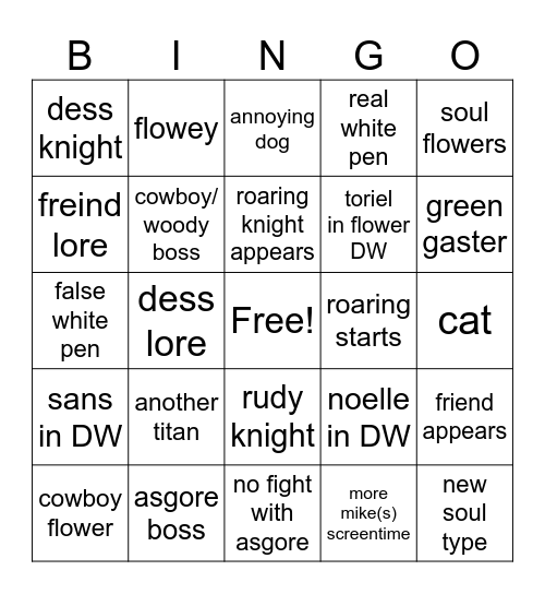 deltarune chapta 5 Bingo Card