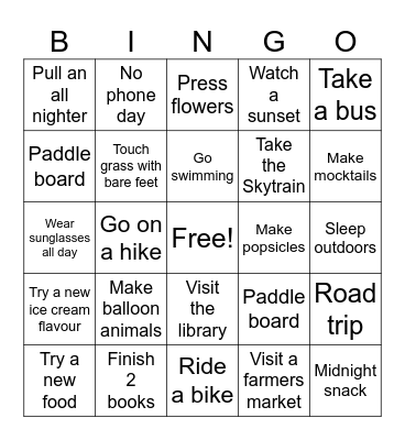 Summer Bingo 2026 Bingo Card