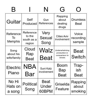 Next Lukah Album Bingo Card