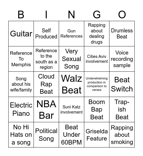 Next Lukah Album Bingo Card