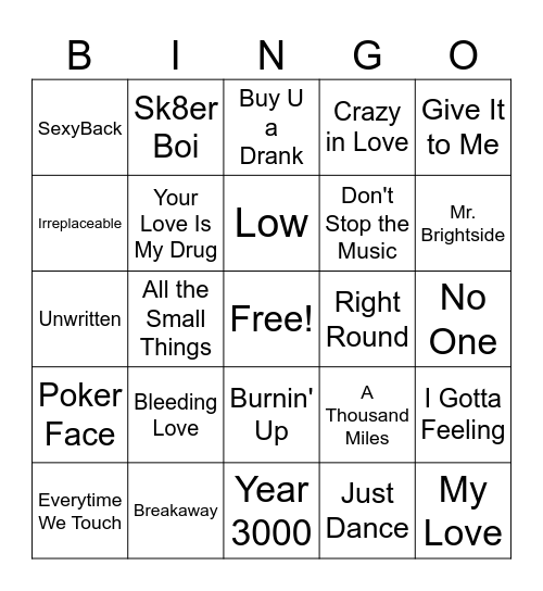 Ballad Bingo Card