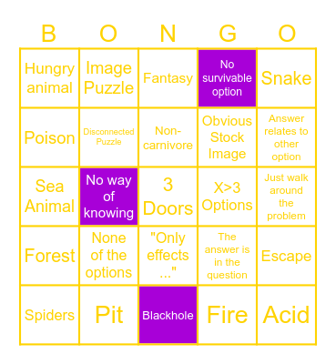 Bad Riddle Bingo Card