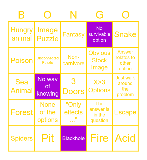 Bad Riddle Bingo Card