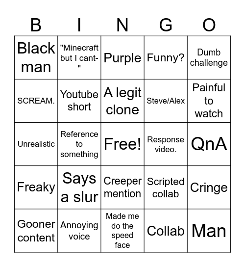 </3 Bingo Card