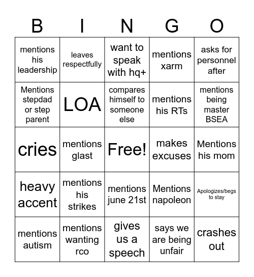 Firing underground bingo Card
