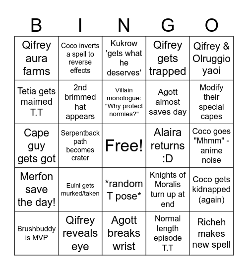 Witch Hat Atelier Finale Bingo Card