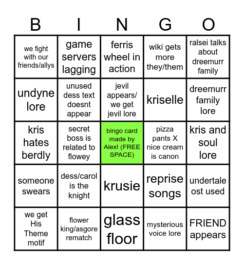 DELTARUNE CH 5BINGO Card