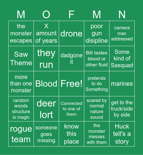Son's of Appalachia Bingo Card