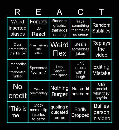Bad Reactor Bingo Card