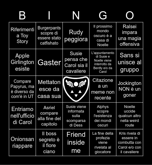 Deltarune Chapter 5 Bingo Card