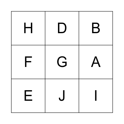 Capital Letters Bingo Card