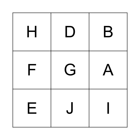 Capital Letters Bingo Card