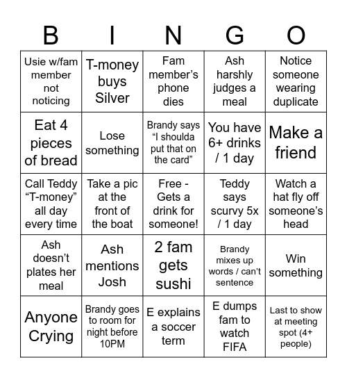Ridgway 🚢 BINGO v3 Bingo Card