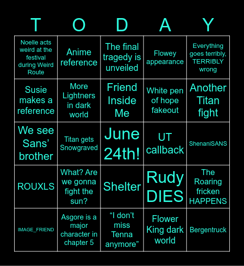DELTARUNE CHAPTER 5 Bingo Card