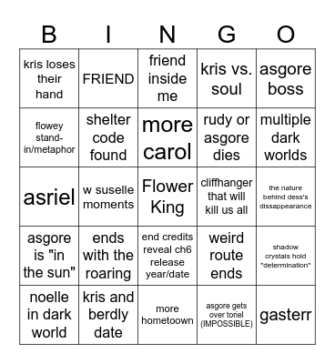 deltarune ch 5 bingo Card