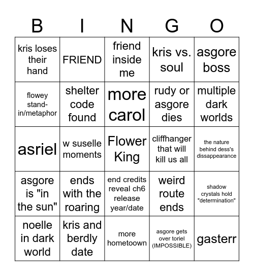 deltarune ch 5 bingo Card